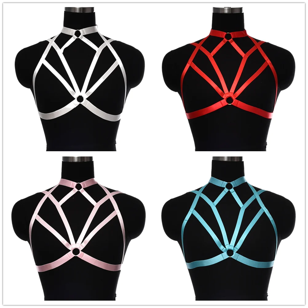 

Women Body Cage Strappy Top Elastic Adjust Body Harness Bra Bandage Punk Gothic Harness Chest Hollow Out Christmas Rave Clothing