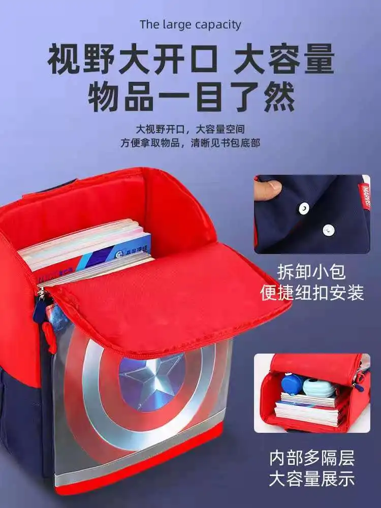 Original Disney Schule Tasche Für Junge Grundschule Student Schulter Orthopädische Rucksack Spinne Iron Man Captain America Mochila