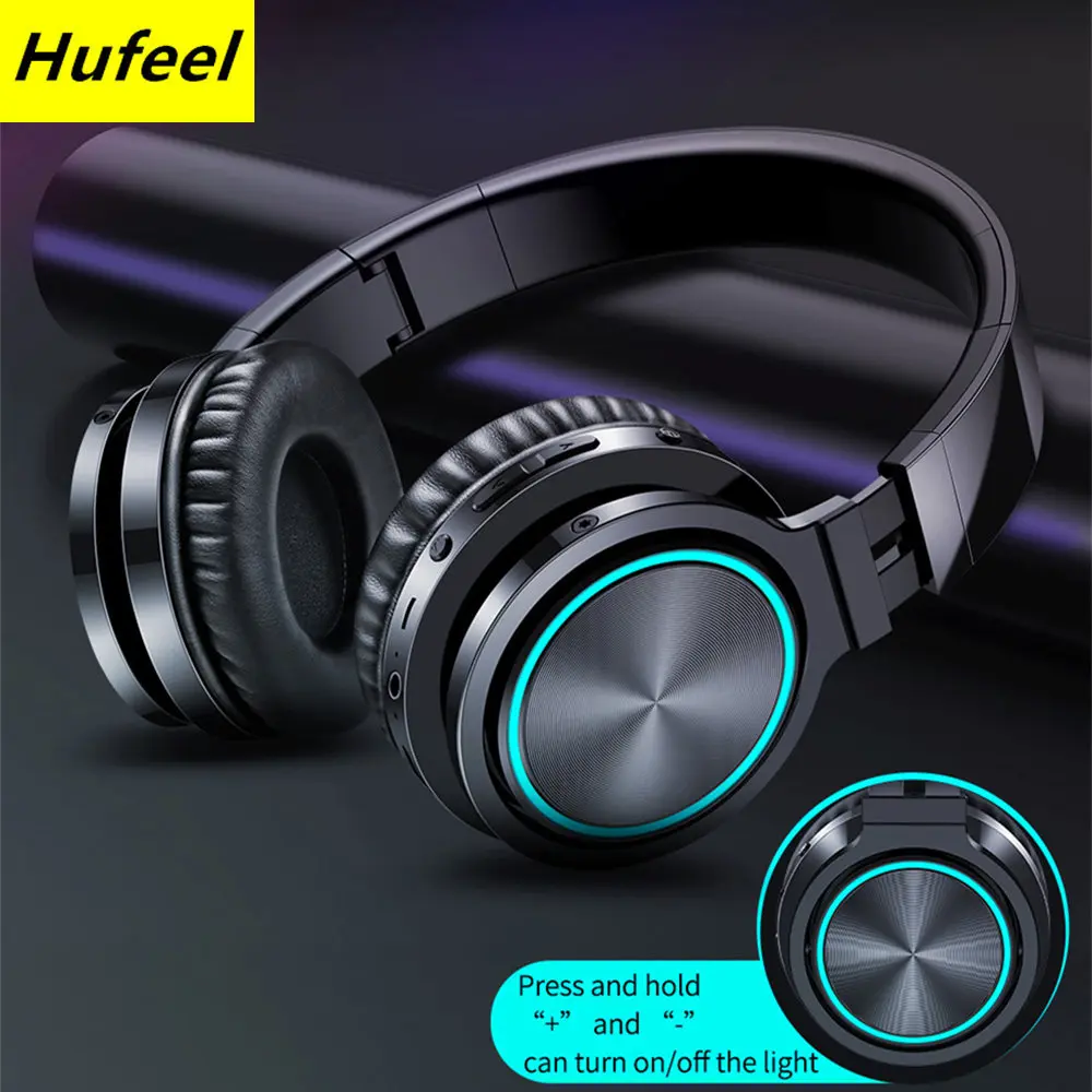 COOL LED Light Wireless Headphones Bluetooth Headset Noise Reduction Earphones With Mic Stereo Low Delay Earbuds for Gaming