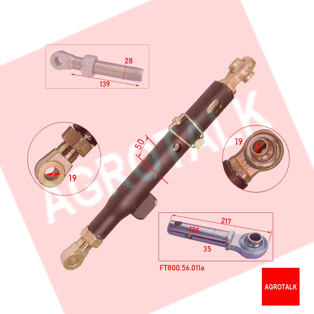 

Adjusting rod of suspension for Foton Lovol tractor, part number: FT800.56.011a