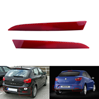 Pair Red Lens Rear Bumper Reflector For Seat Ibiza 6J MK V 2008-2012 N/S & O/S No Light