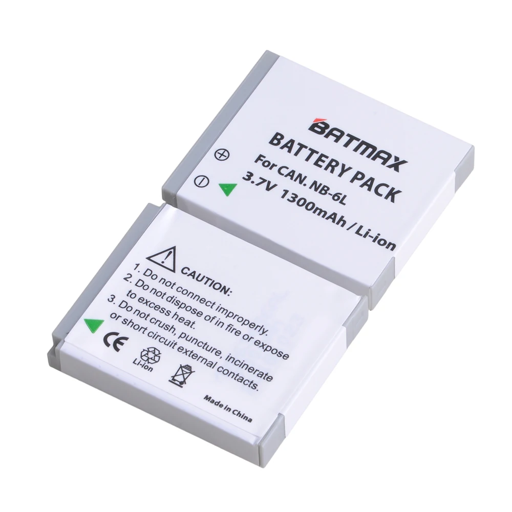 Batmax 2Pcs NB-6L NB 6L NB-6LH Li-ion Battery For Canon Power-shot SX520 HS SX530 SX600 SX610 SX700 SX710 IXUS 85 95 200 210 105