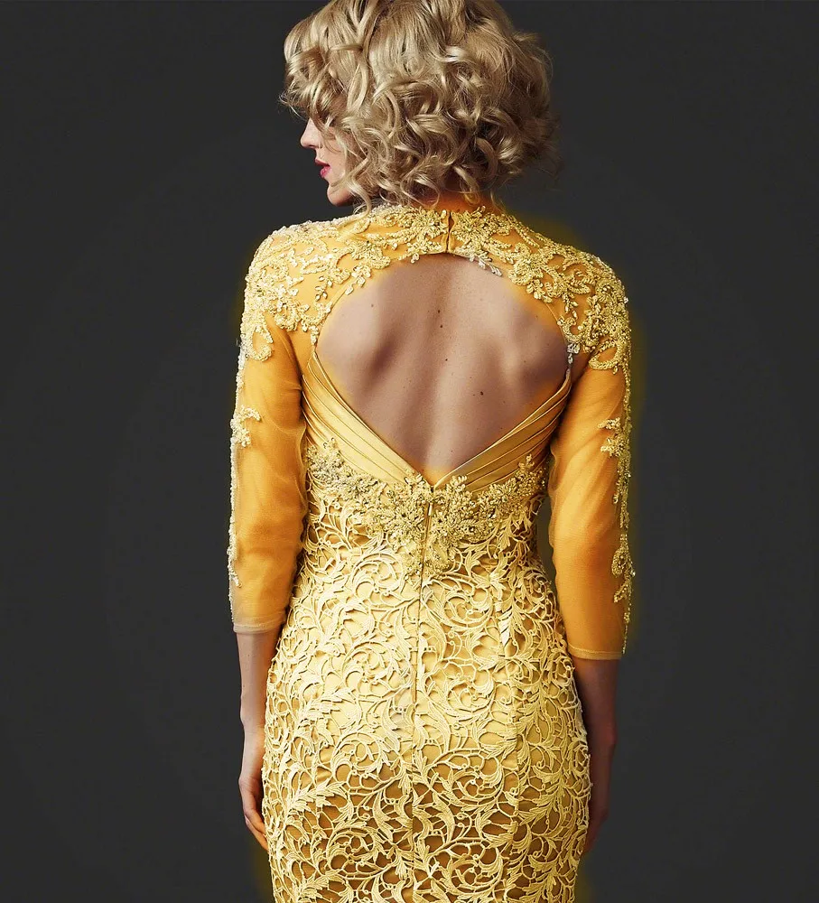 Abiye Gece Elbisesi Vestido De Festa Longo Robe De Soiree 2019 Gouden Kant Sexy Backless Kralen Goedkope Lange Formele Avond jurk