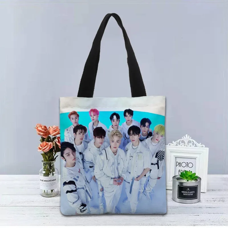 

The Boyz KPOP Handbag Foldable Shopping Bag Reusable Eco Large Unisex Canvas Fabric Shoulder Bags Tote Grocery Cloth Pouch 0622