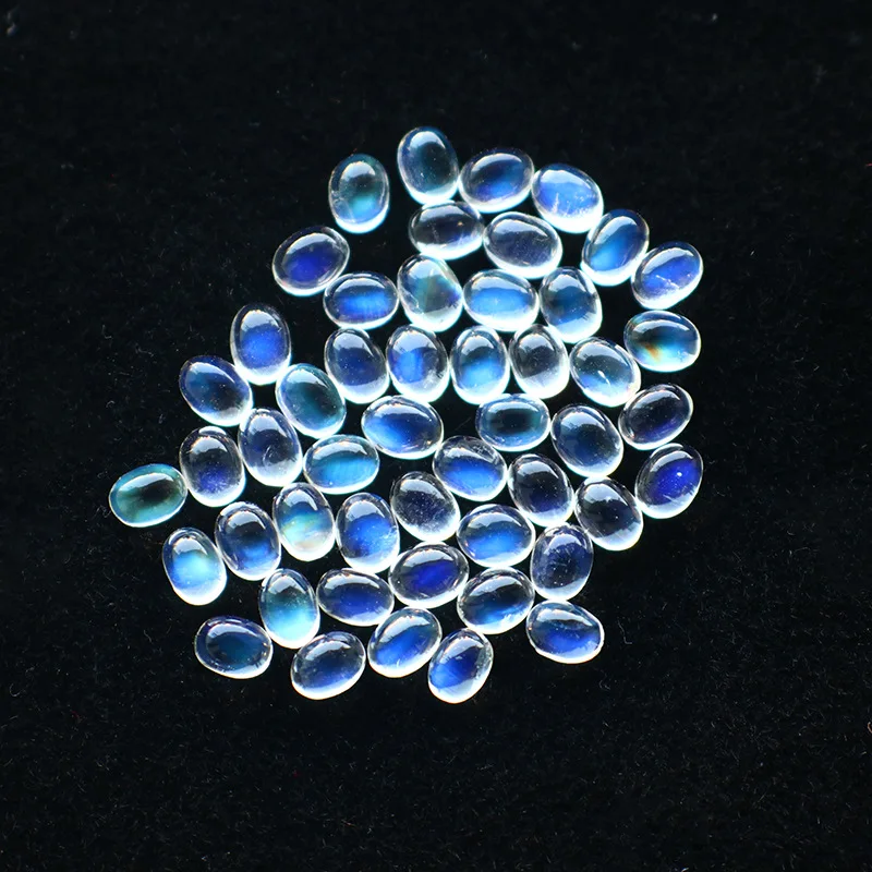 

4*6mm Blue Moonstone Natural stones oval shape flat bottom beads Jewelry inlaid ring face with Gemstone wholesale 2PCS/LOT