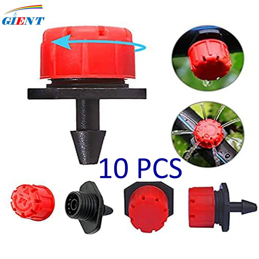 Adjustable Irrigation Drippers Sprinklers Emitter Dripper Micro Drip Irrigation Sprinklers for Watering System 1/4'' 10 Pcs/Bag