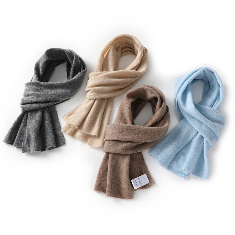 100% Pure Cashmere Knitted Scarf Women Soft Warm 105*35cm 4Colors 2021 New Arrival Winter Scarves Ladies