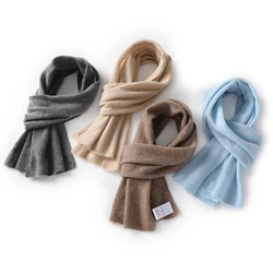 Pure Cashmere Knitted Scarf for Women Soft Warm Winter Fashion 105x35cm 4 Colors New 2021 Arrival Ladies Warmth Accessory