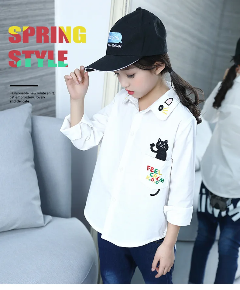 girls long sleeve blouse white kids clothes children top autumn fall new arrivals 12 10 8 years old girls blouse