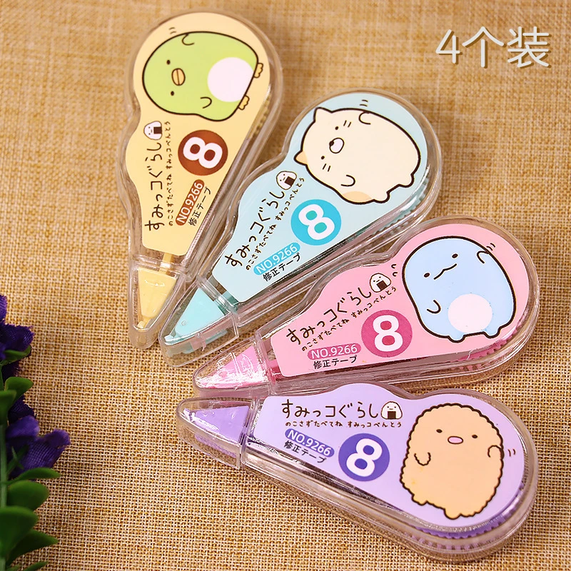 4 Pcs/Pack Cute Kawaii Sumikko Gurashi White Out Corrector Correction Tape Promotional Gift Stationery School Office Supply