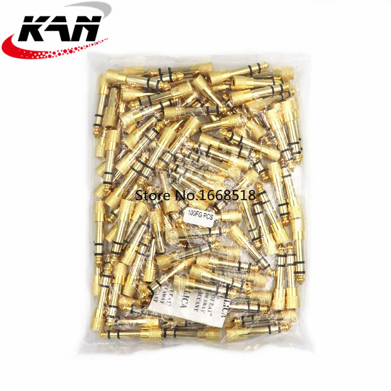 

100PCS Gold 6.3mm 1/4" Male Plug to 3.5mm 1/8" Female Jack Stereo Headphone Audio Adapter Home Connectors Adapter Microphone