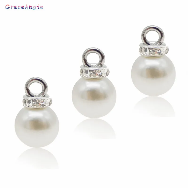 10pcs Elegant Imitation Pearl & Clear CZ Crown Pendant Dangle Earring Charm Bracelet Jewelry spacer Loose Beads Jewelry Making