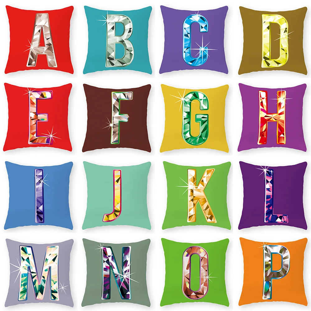 

English Letters Throw Pillow Covers Decorative Creative Metallic Visual Design Pillowcases Polyester Soft Cushion Cover 18"x18"