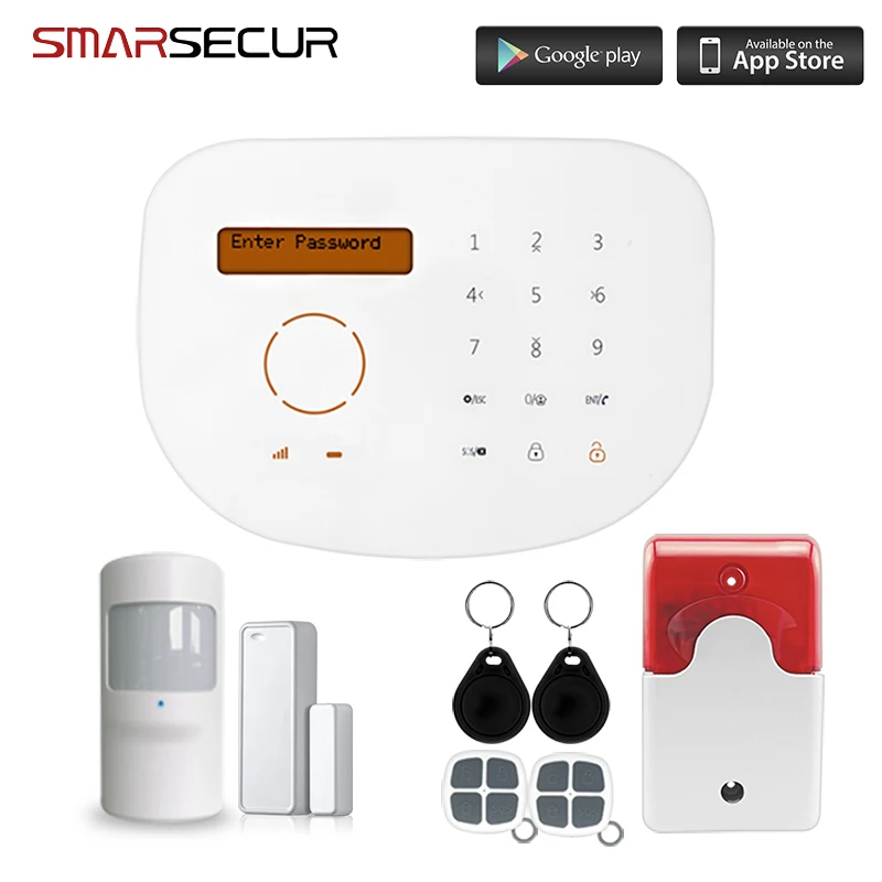 

SMARSECUR Burglar Alarm System GSM RFID Home Security System S2G