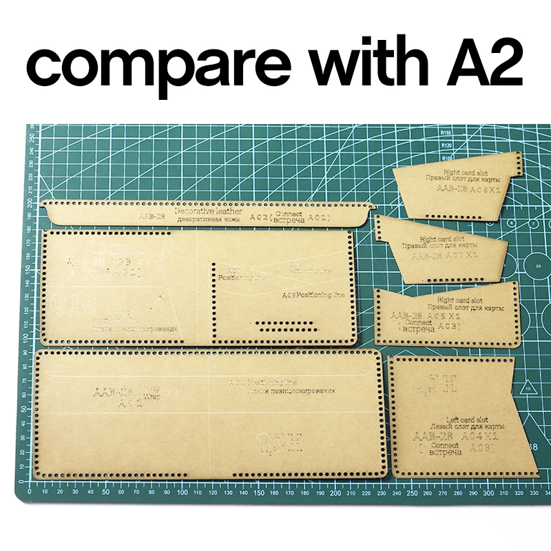 1Set DIY Kraft Paper Template New Fashion Men and Women Short Wallet Leather Craft Pattern DIY Stencil Sewing Pattern 9.5*11.5cm