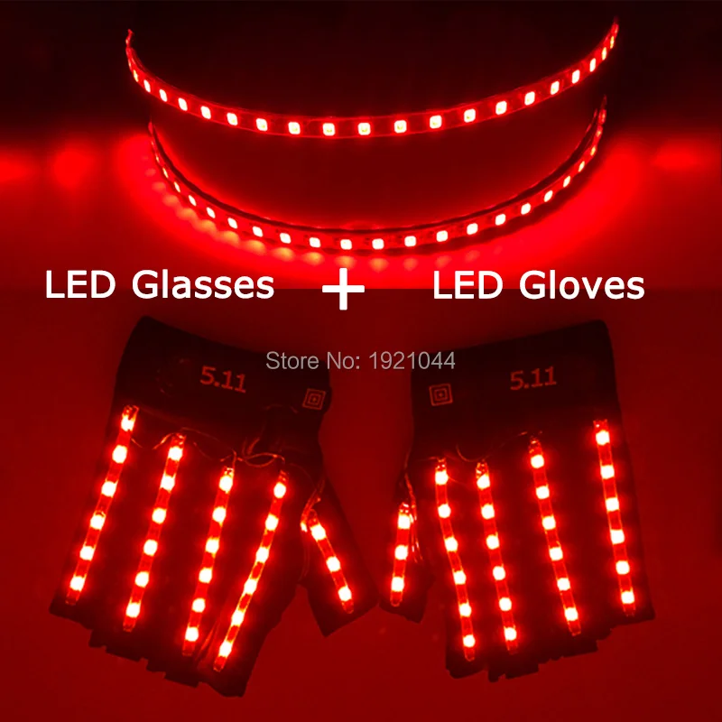 1pcs LED Glasses + 1pair LED Gloves 6 Colors Available New Product Set Glow Dance Party Costume Decoration LED Laser Props