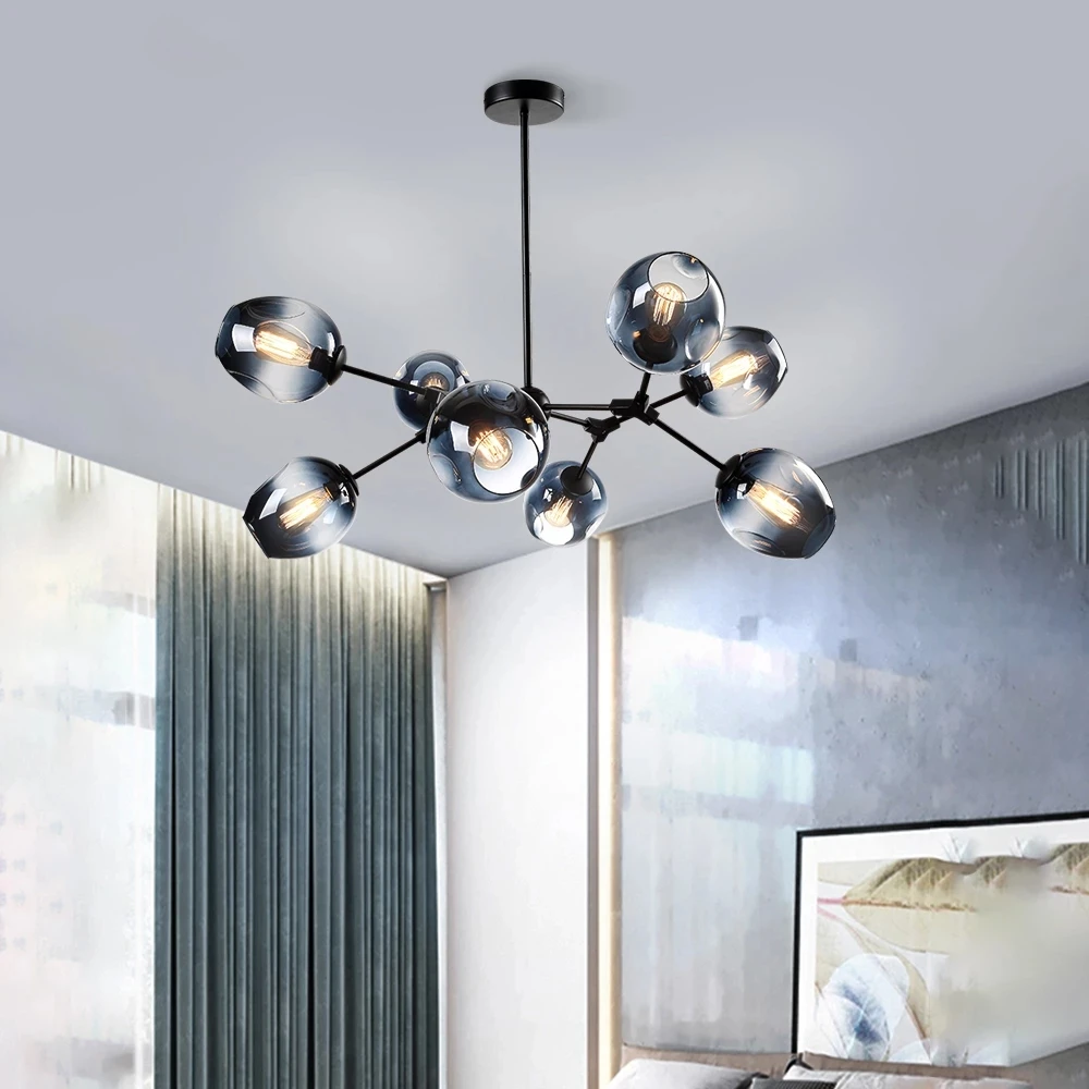 

Nordic LED Chandelier Villa Staircase Restaurant Modern LOFT Glass Hanging Lamp Indoor Decor Chandeliers for Living Room Bedroom