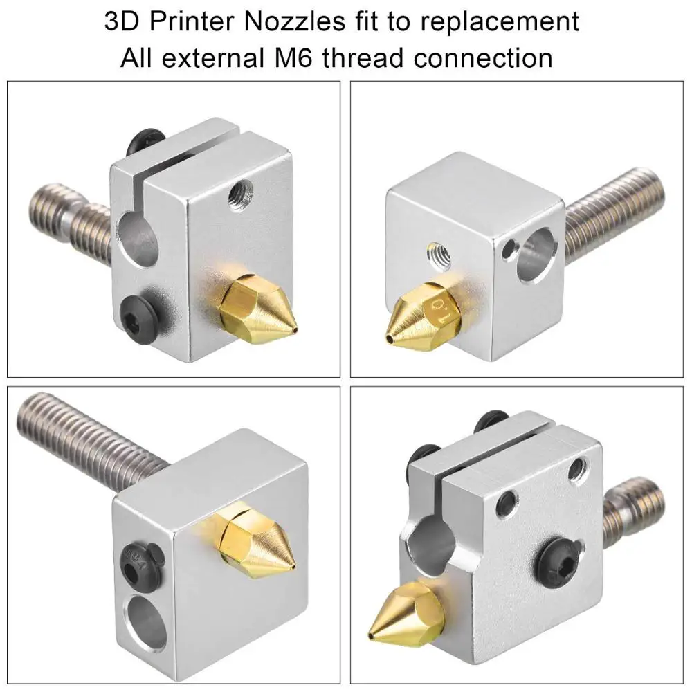 3Dプリンター用真鍮ノズル,22個,mk8,0.2mm,0.3mm,0.4mm,0.5mm,0.8mm,押出機用ノズル1.75mm,cr10 Ender-3