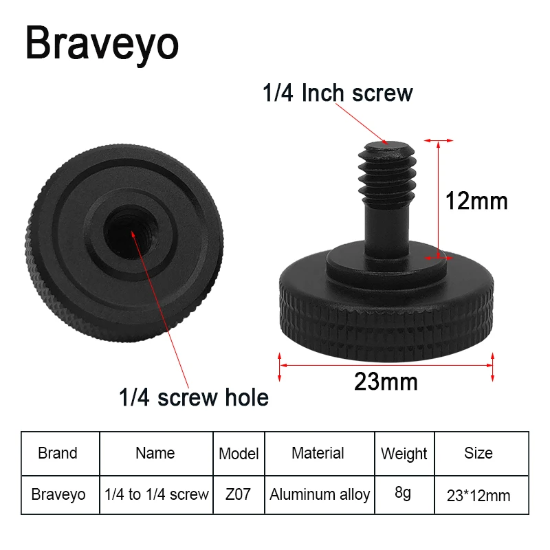 Camera Screw 1/4 to 1/4 Inch Screw Tripod Monopod Photography Accessories Mount Adapter Conversion Screw for Flash Lamp Bracket