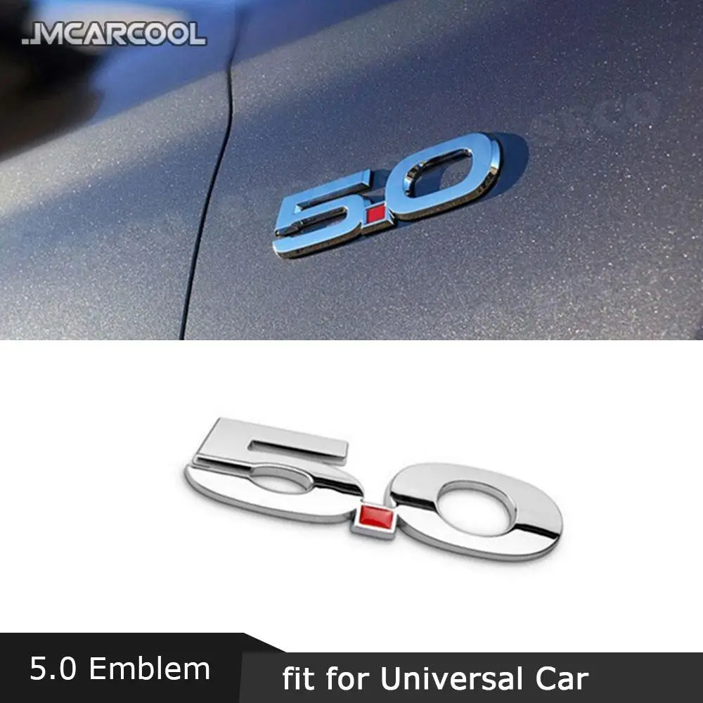 

3D 5.0/Sports Emblem Discharge Label Sided Badge Decoration for Ford Mustang Car Side Fender Trunk Body Trims Black Silvery