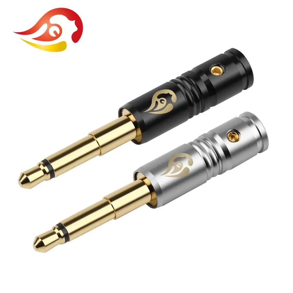 QYFANG 3.5mm 2 Pole Metal Alloy Shell Gold Plated Earphone Plug Adapter Audio Jack Wire Connector For Pandora Final Headphone