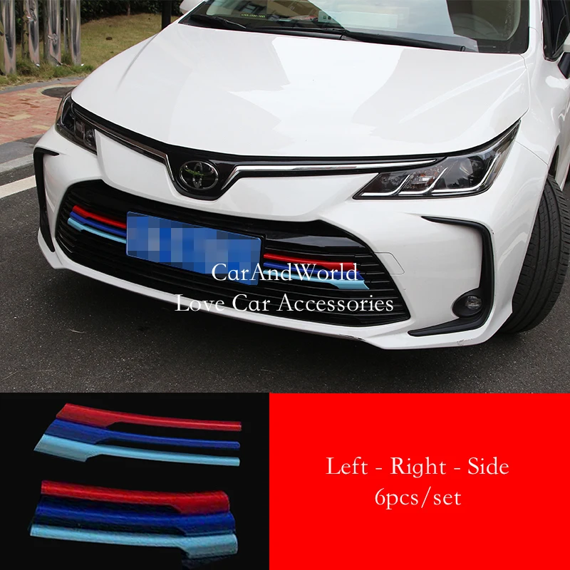 For Toyota Corolla E210 2019-2024 Front Grille Guard Strips Center Net Three Color Frame Trims Cover Car Decorate Accessories