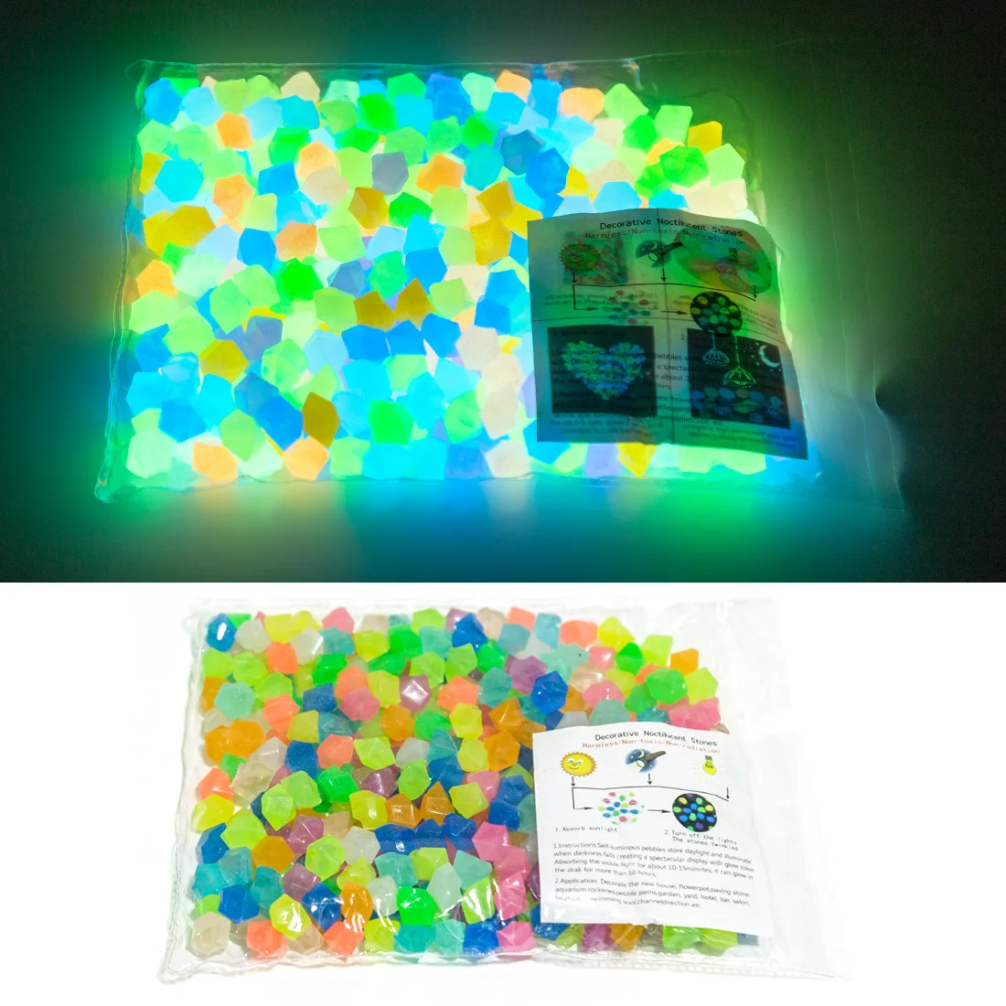 300pcs/600Pcs 14mm Luminous Stones Glow In The Dark Pebbles Glow Gravels For Yard And Walkways Home Decoration Accessories New