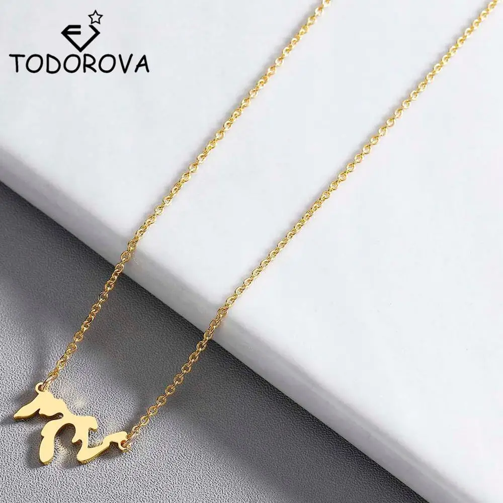 Todorova Great Lake Michigan State Necklace Lakes Home Pendant Necklace Illinois Gift Lakes Erie Huron Superior Michigan Ontario