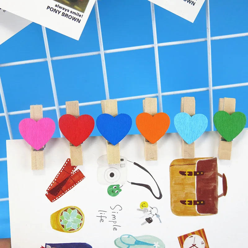 50pcs/lot Mini Wood Clips Love Spring colorful Wood Clips for DTY Clothespin Craft Decor snack Clip Photo Clips Pegs