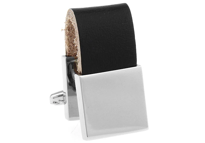 أزرار أكمام سلسلة جلدية للرجال ، وصلات الكفة القابلة للحفر ، مادة نحاسية ، لون أسود ، بيع بالجملة ، التجزئة ، الجودة #5