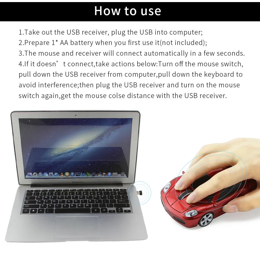 CHYI Car Shape Wireless Computer Mouse 2.4Ghz Mini Ergonomic Usb Optical Mause Cute 3d Cartoon LED Car Gift Mice For PC Laptop