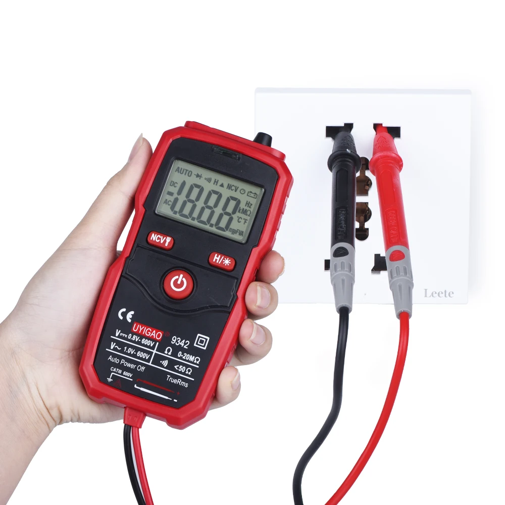 QHTITEC UA9342 Multimeter Digital Auto Ranging One-Click Test Resistance Continuity NCV Voltmeter with Backlight Flashlight JCD