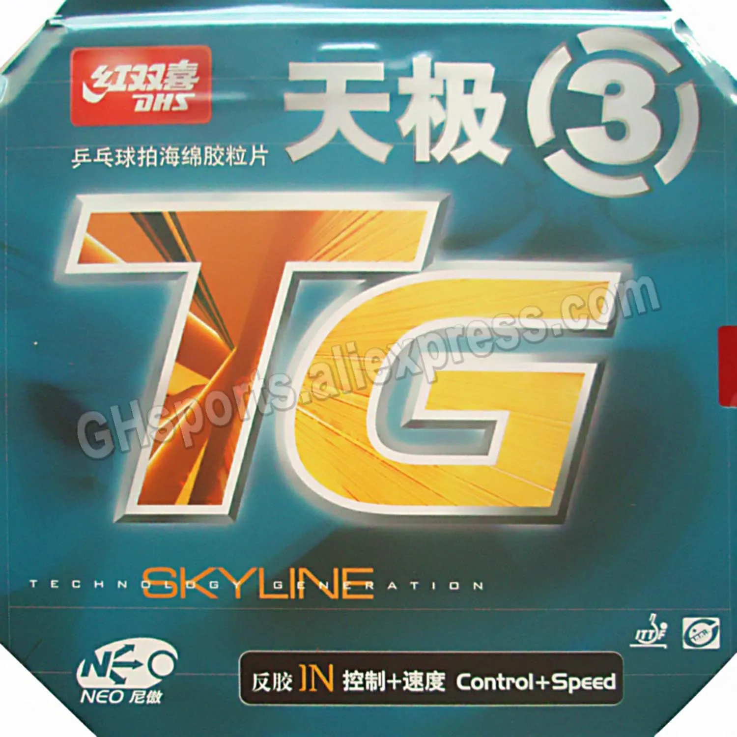 DHS Skyline 3 NEO DHS TG3 NEO Tischtennisgummi Sky Line 3 NEO Pips-in Original DHS Ping-Pong-Schwamm – Detail 2