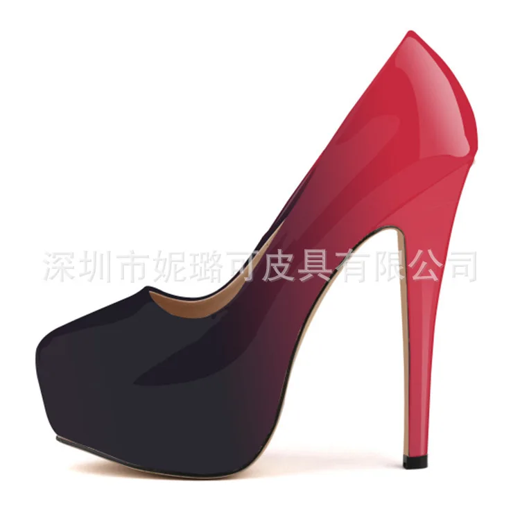 Hot Thin High heels Female Shoes Woman Pumps Wedding Party Round Toe Patent Leather 14CM Slip On waterproof 2023 size 35-42