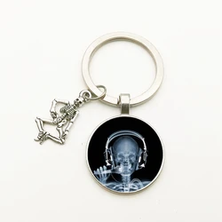 Fashion Vintage Cute X-ray Film Key Ring Skull Pendant Keychain Dome Glass Jewelry Nurse Doctor Gift Bag Charm Souvenir Women