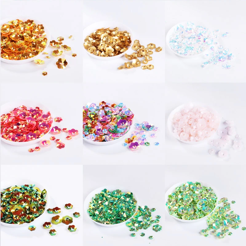 10g mixed size imported golden light concave plum sequins jewelry with flashes manual DIY sequins nightclub clothing accessories