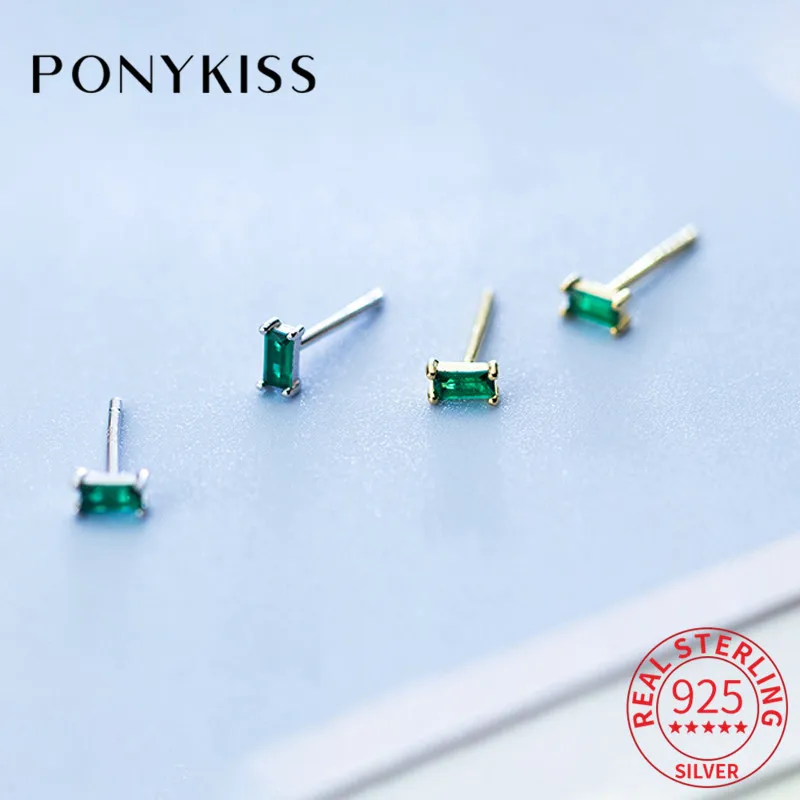 PONYKISS классический S925 Стерлинговое Серебро циркон серьги-гвоздики для женщин не вызывающие аллергию в форме милые ювелирные изделия аксессуары, оптовая продажа