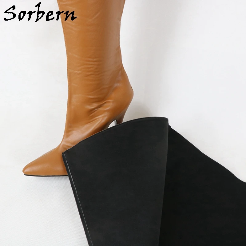 Sorbern Back Zipper Hard Shaft Boots Women Crotch Thigh High Pointed Toe Long Boot Custom Wide Or Slim Leg Fit Calf Shoes Ladies