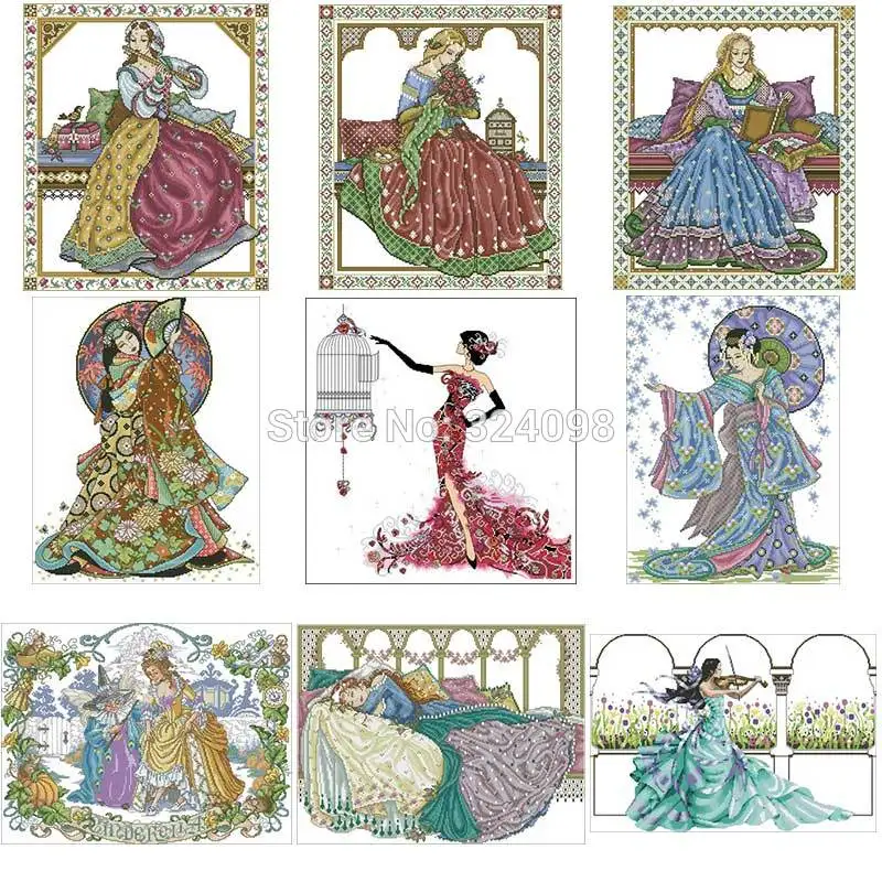 beauty patterns Counted Cross Stitch 11CT 14CT 18CT DIY wholesale Chinese Cross Stitch Kits Embroidery Needlework Sets