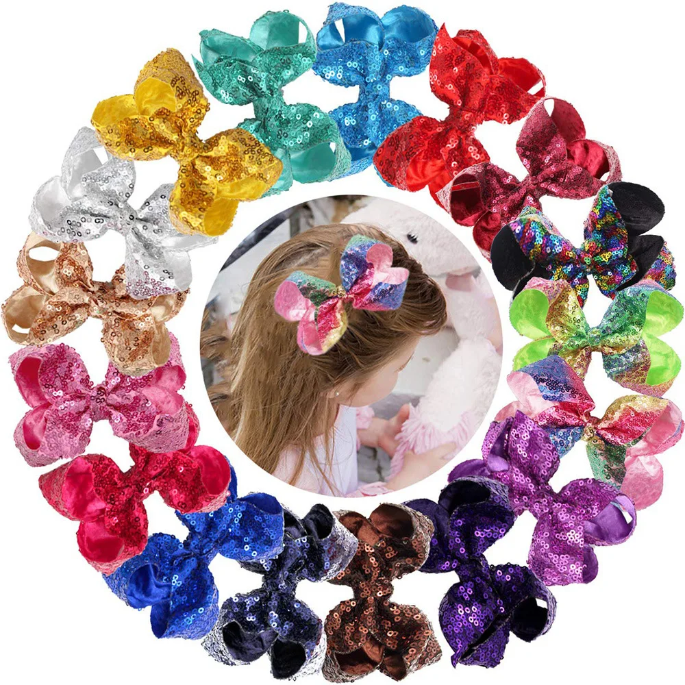 

15PCS 6 Inch Big Grosgrain Ribbon Solid Hair Bows Clips Girls Kids Hair Clips Headwear Boutique Hair Accessories wholesale