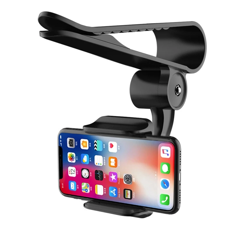 2022 New 360 Car Clip Sun Visor Cell Phone Holder Mount Stand Soporte Movil For iphone 11 GPS Rearview Mirror Holder Car Mobile