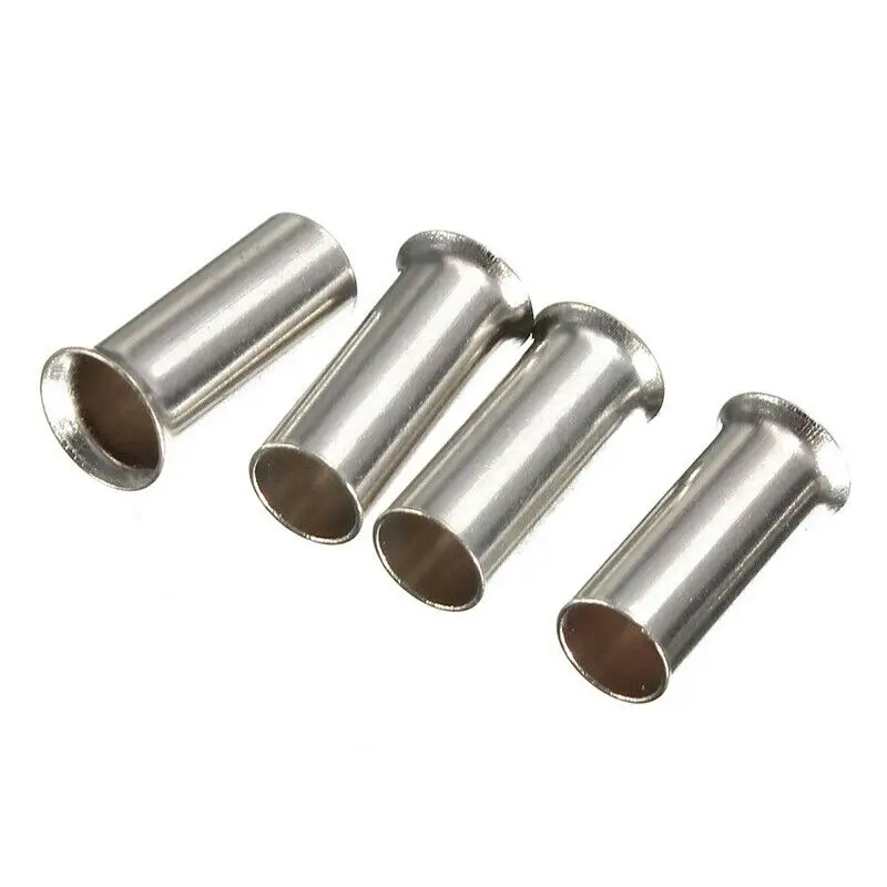 500/300/100pcs Non-Insulated Wire Connector Ferrules Electrical Cable Terminal Copper Bare Tinned Crimp Terminal 0.5mm2-16mm2