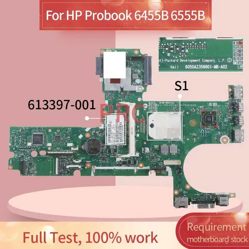 613397-001 613397-601 For HP Probook 6455B 6555B Laptop motherboard 6050A2356601-MB-A02 AMD DDR3  Notebook Mainboard