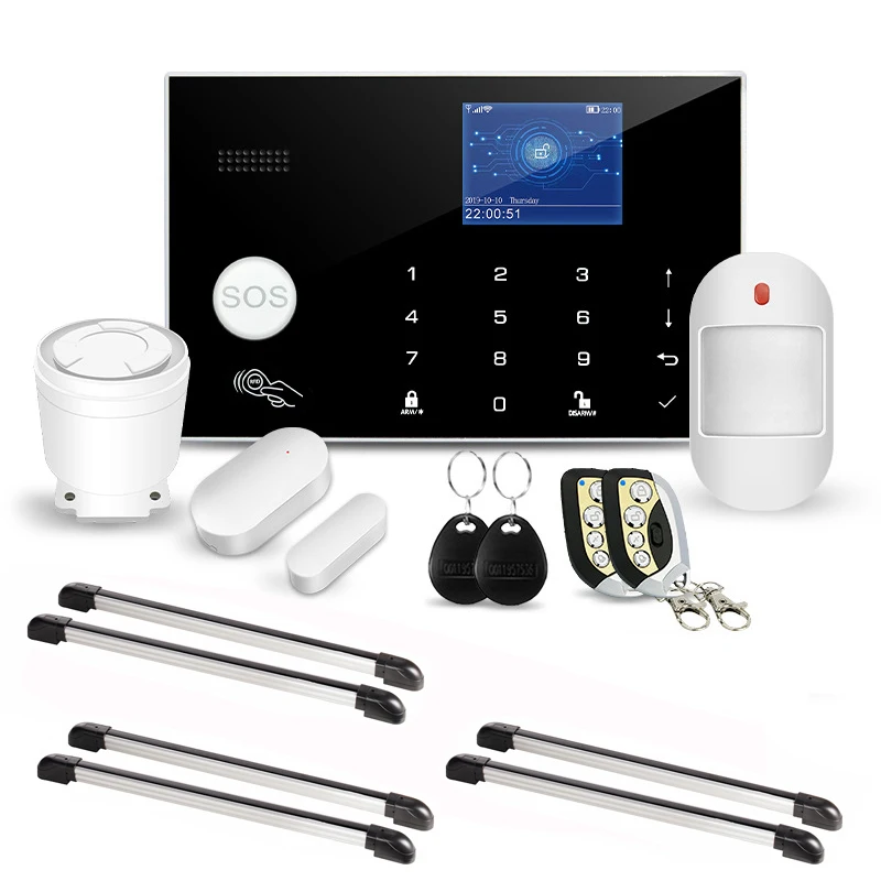 

WIFI Tuya Smart Home Anti-theft Alarm Gsm Touch Button Rfid Card Temperature And Humidity with Infrared Grating Detector