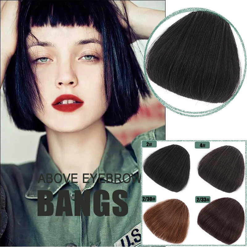 Clipe Sintético Na Extensão Do Cabelo Para Mulheres, Bangs De Ar Natural, Pedaço De Franjas Falsas, 24 Cores