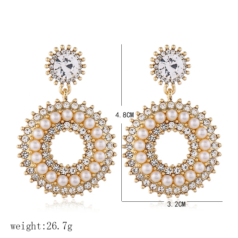 Fashion Statement Drop Dangle Pearl Earrings for Women Crystal Rhinestone Gold Color boucle d oreille Jewelry Vintage Earings