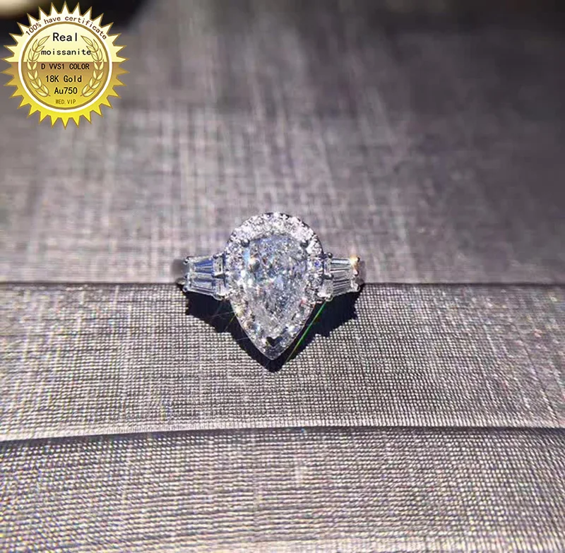 

18k goldr ring 1ct D VVS moissanite ring Engagement&Wedding Jewellery with certificate 0049