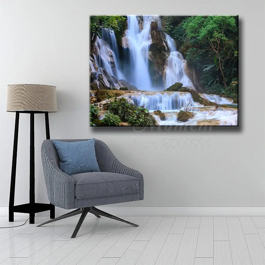 Ever Moment Diamond Painting Colorful Waterfall Scenic Round Full Square Resin Drill Wall Art Handmade Diamond Display ASF2253