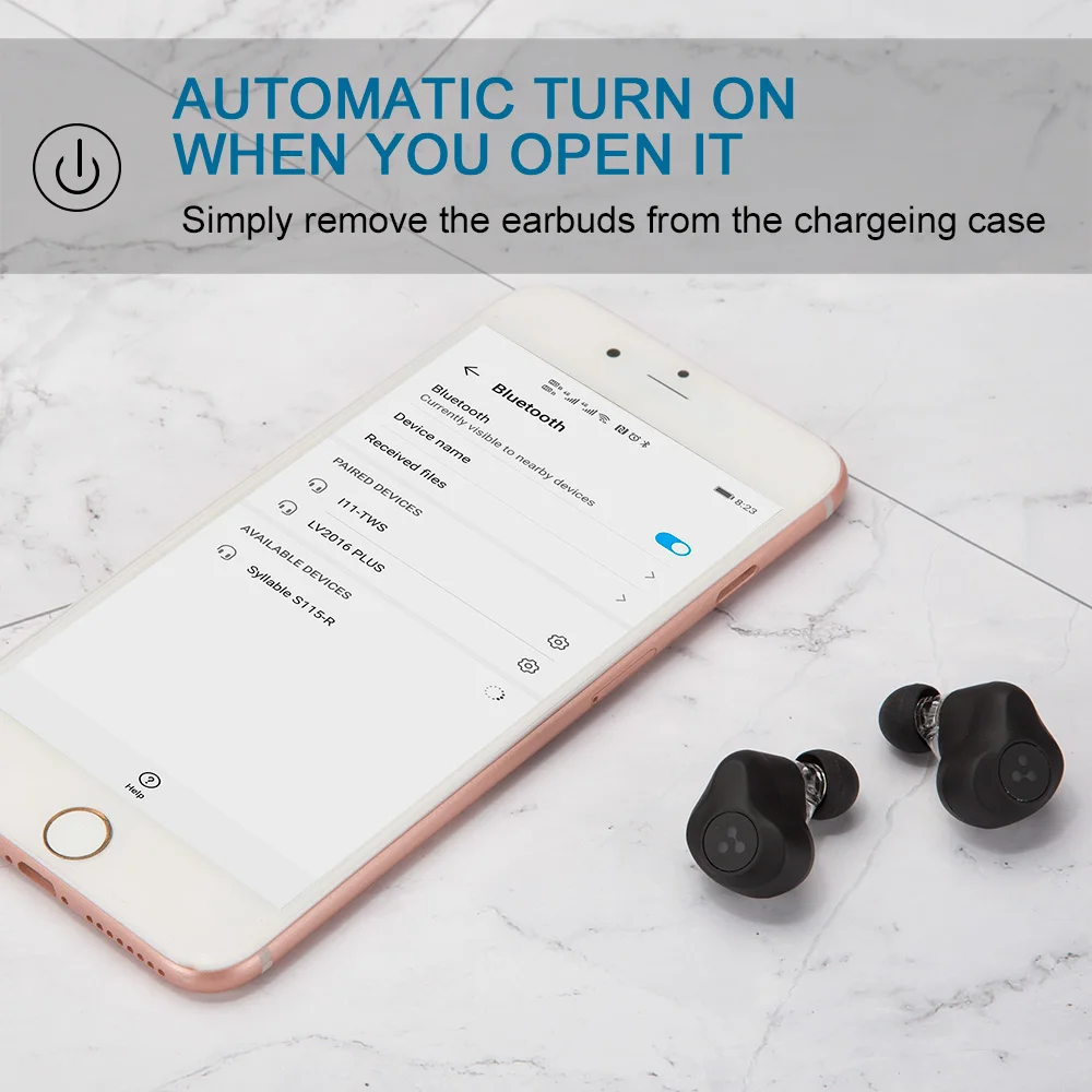 Headset sem fio com redução de ruído para música, drivers dinâmicos duplos, graves fortes, TWS, Chip QCC3020, S115 SILÁVEL, 2024