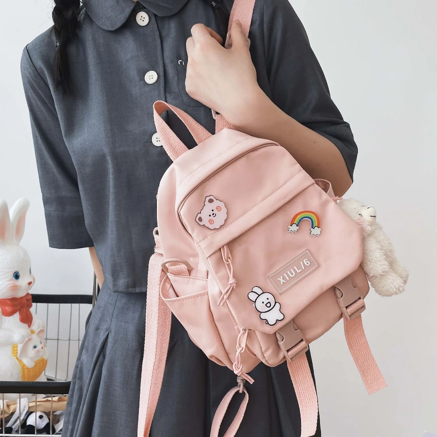 Multi-purpose Trendy Small Backpack Women Ins Tooling Cute School Bag for Teenage Girls Korean Japanese Harajuku Women's Bookbag